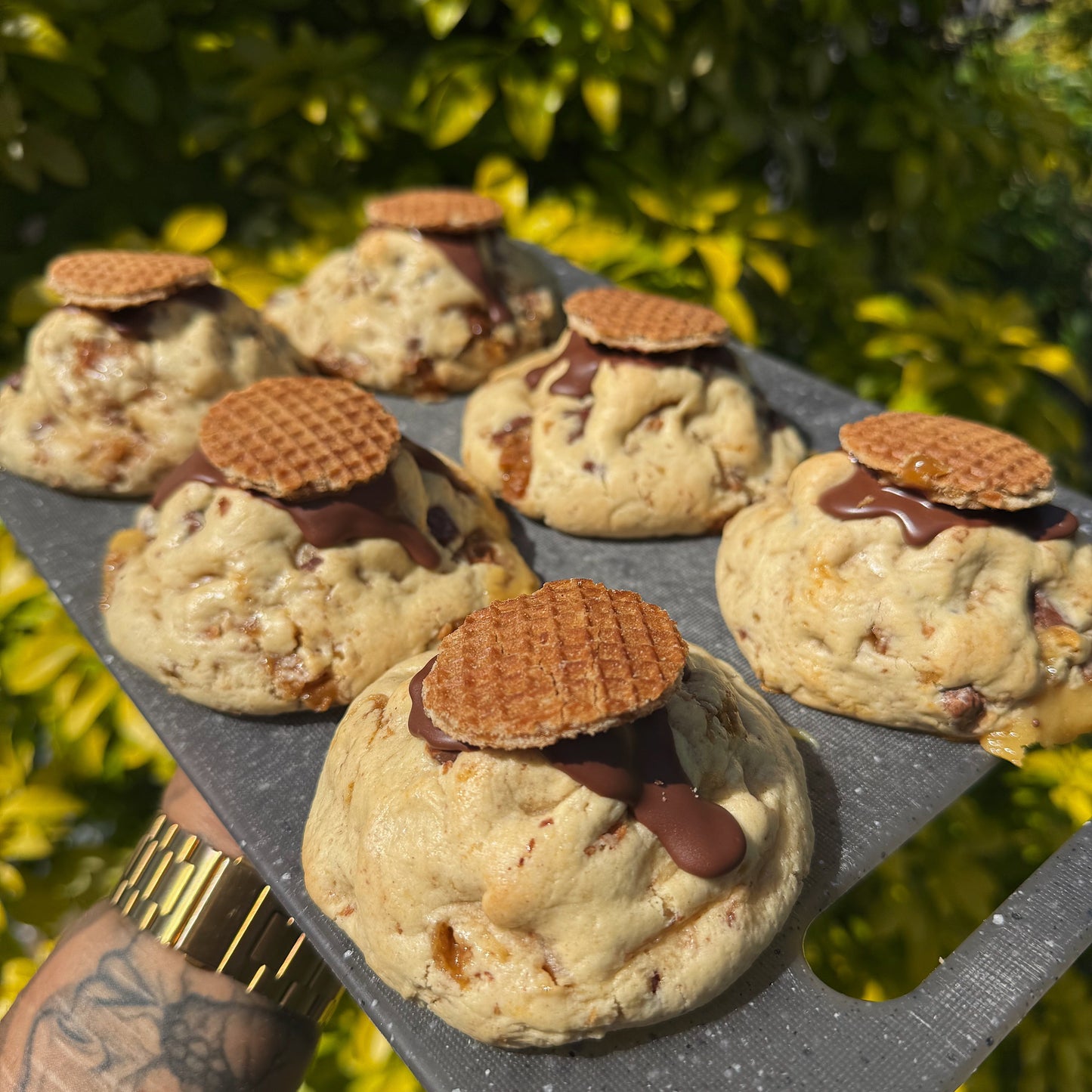 Stroopwafel Stuffed Cookie